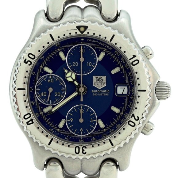 Tag Heuer Men's Link SEL 39mm Blue Dial Automatic Chronograph Watch CG2111-R0! - Picture 1 of 10